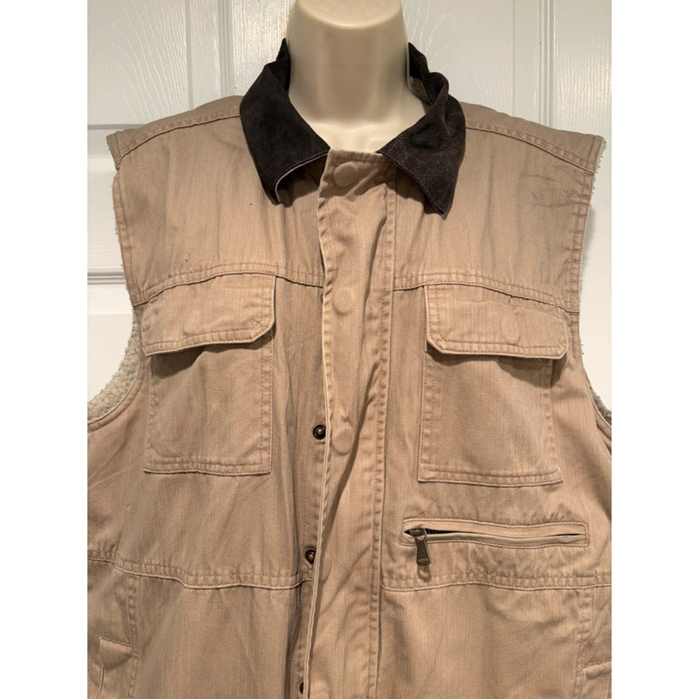 Cody James Western Sherpa Lined Ranch Vest XL Tan Cotton Cowboy Workwear Outdoor